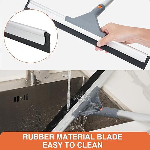 Miniatura 5 de Eazer Escoba de rasqueta para suelo cepillo de limpieza de servicio pesado con poste de aluminio extensible de 50.3' y hoja de goma para cocina,