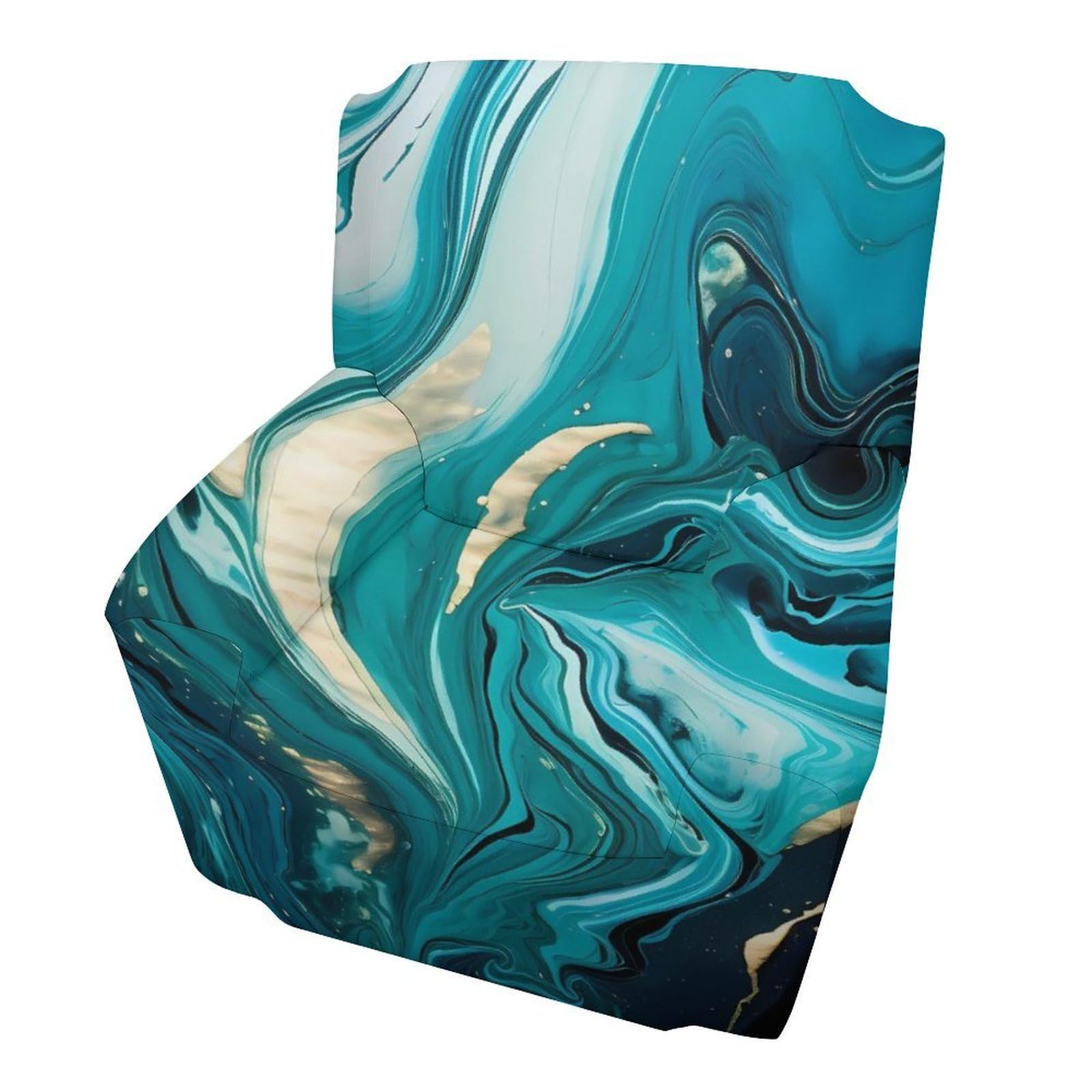 Housse de canapé extensible marbre turquoise antidérapante pour fauteuil