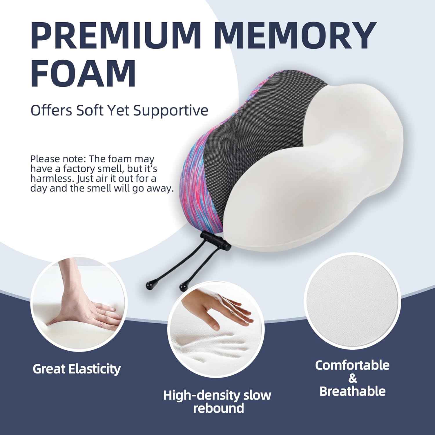 Travel Pillow with Extra Large Hood for Airplane Long Flights Privacy and Comfort Memory Foam with Skin-Friendly Cover for Road Trip Head&Neck Support for Plane Office Cars Sleeping & Rest(Colorful) - Image 7