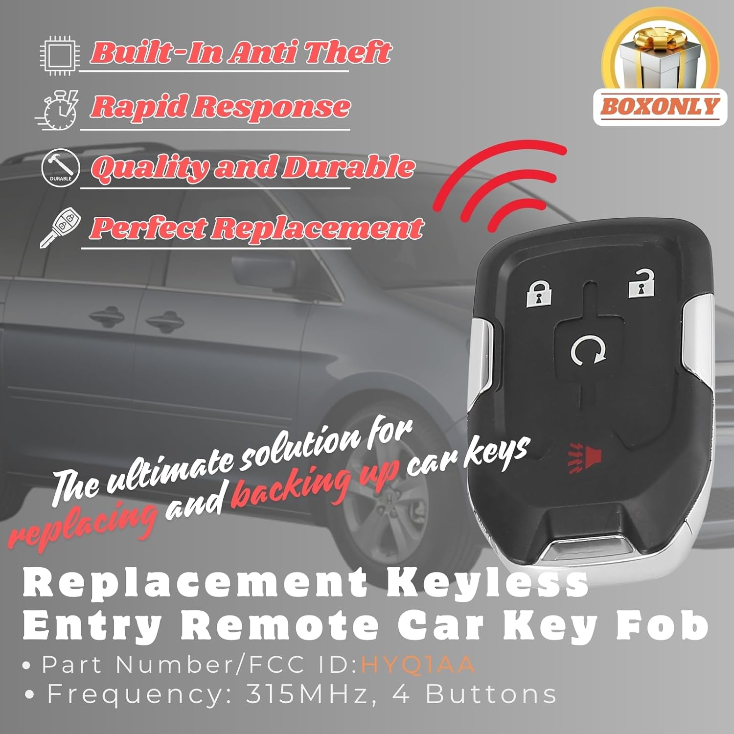 Replacement Keyless Entry Remote Car Key Fob 315MHz Compatible with GMC Terrain 2018-2022 – 3+1 Button Integrated Smart Key – OE Number 13584512