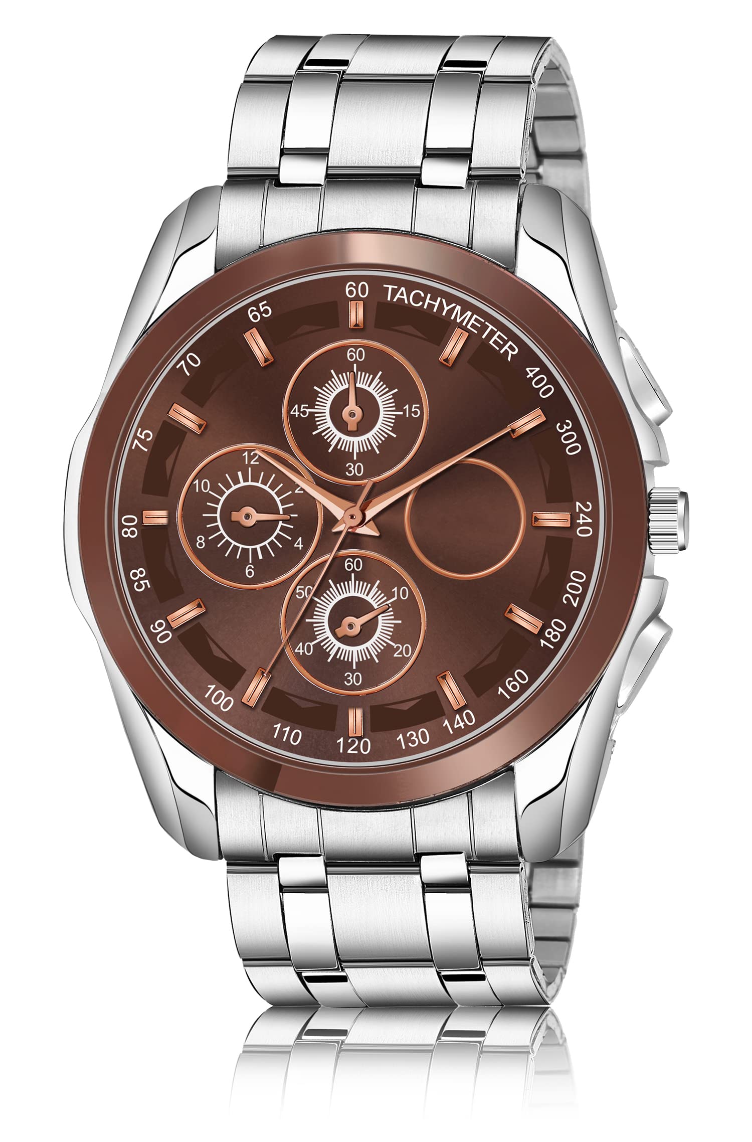 Shocknshop Analog Brown Dial Stylish Stainless Steel Watch for Men & Boys (Silver Colored Strap) -LR116 (B0BGDVPV2V) Amazon Price History, Amazon Price Tracker