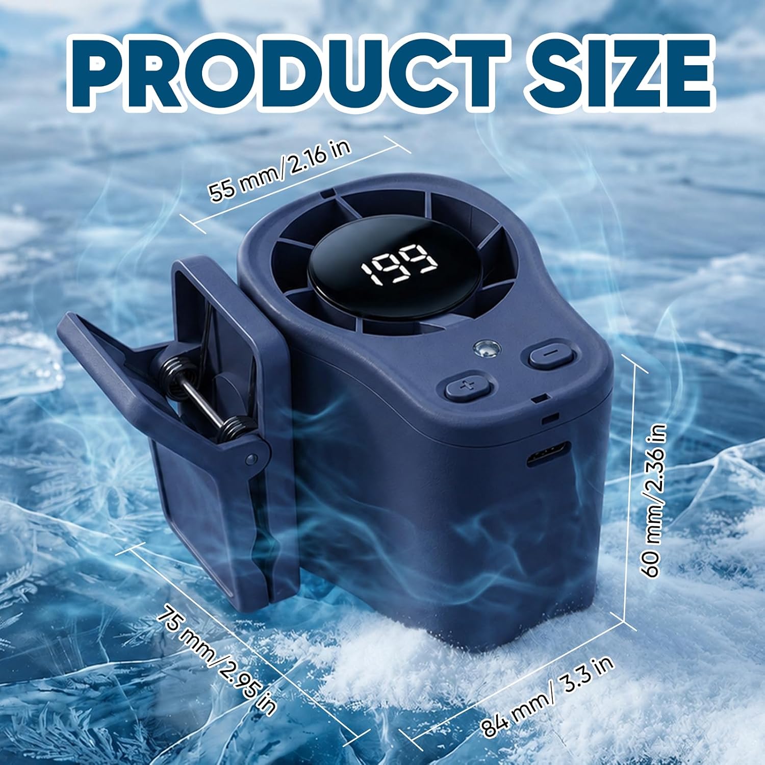 Portable Clip on Air Conditioner Fan for Car with LED Display, 360° Rotation 199 Speeds Mini Cooling Fans, USB Rechargeable Personal Fan for Car Vehicle, Travel, Stroller, Office, Camping