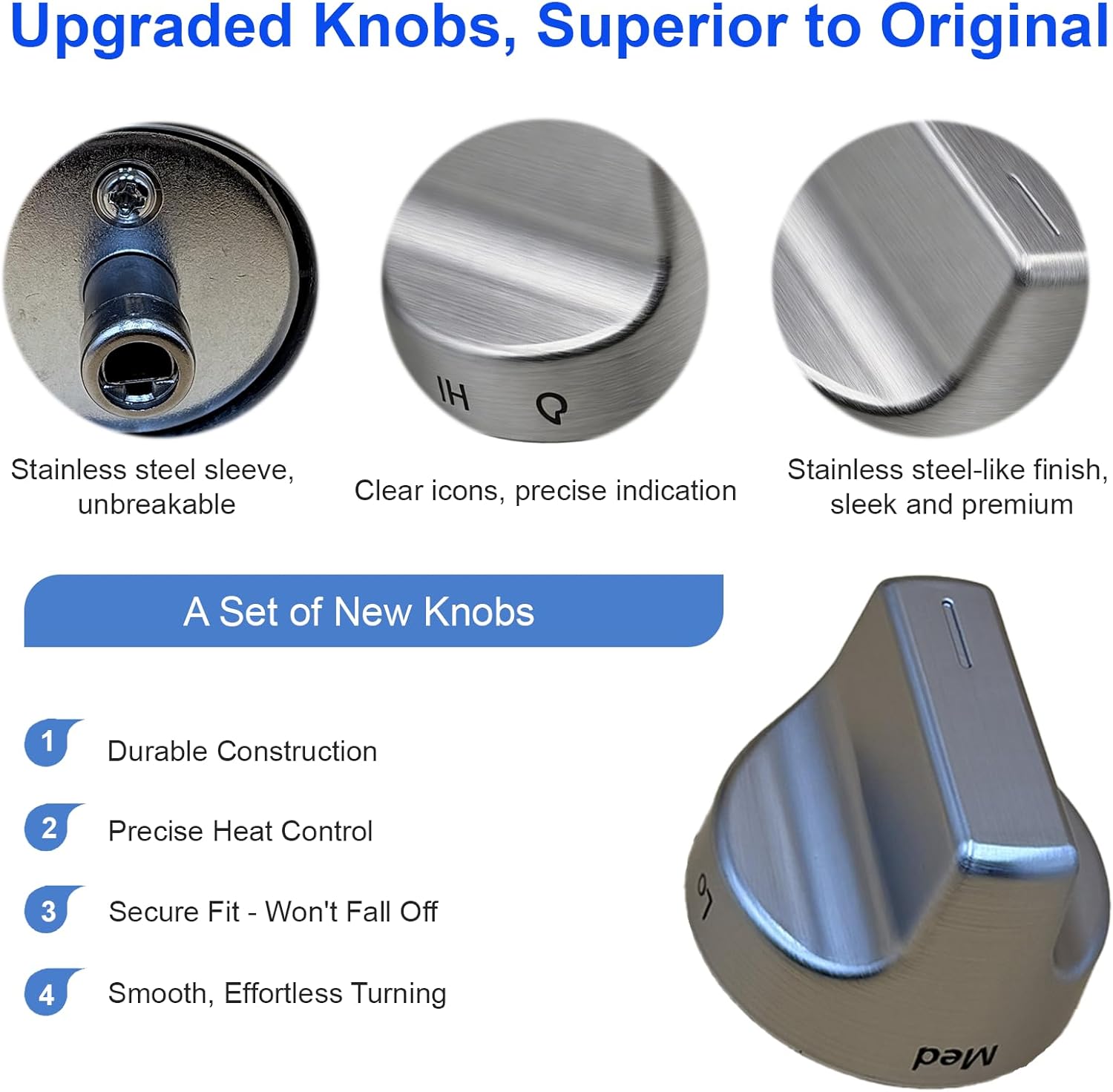 5Pcs W11239985 Knob Replacement for Whirlpool, Fit WFG525S0HZ1 WFG525S0HZ0 WFG525S0JV0 etc