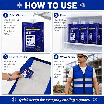 Cooling Vest for Men Women, Ice Vest with 20 Reusable Gel Ice Packs, High Visibility Reflective Safety Vest with 6 Pockets, Adjustable Ice Cooling Vest for Hot Weather Work, Outdoor, Motorcycle