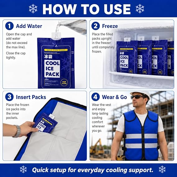 Cooling Vest for Men Women, Ice Vest with 20 Reusable Gel Ice Packs, High Visibility Reflective Safety Vest with 6 Pockets, Adjustable Ice Cooling Vest for Hot Weather Work, Outdoor, Motorcycle