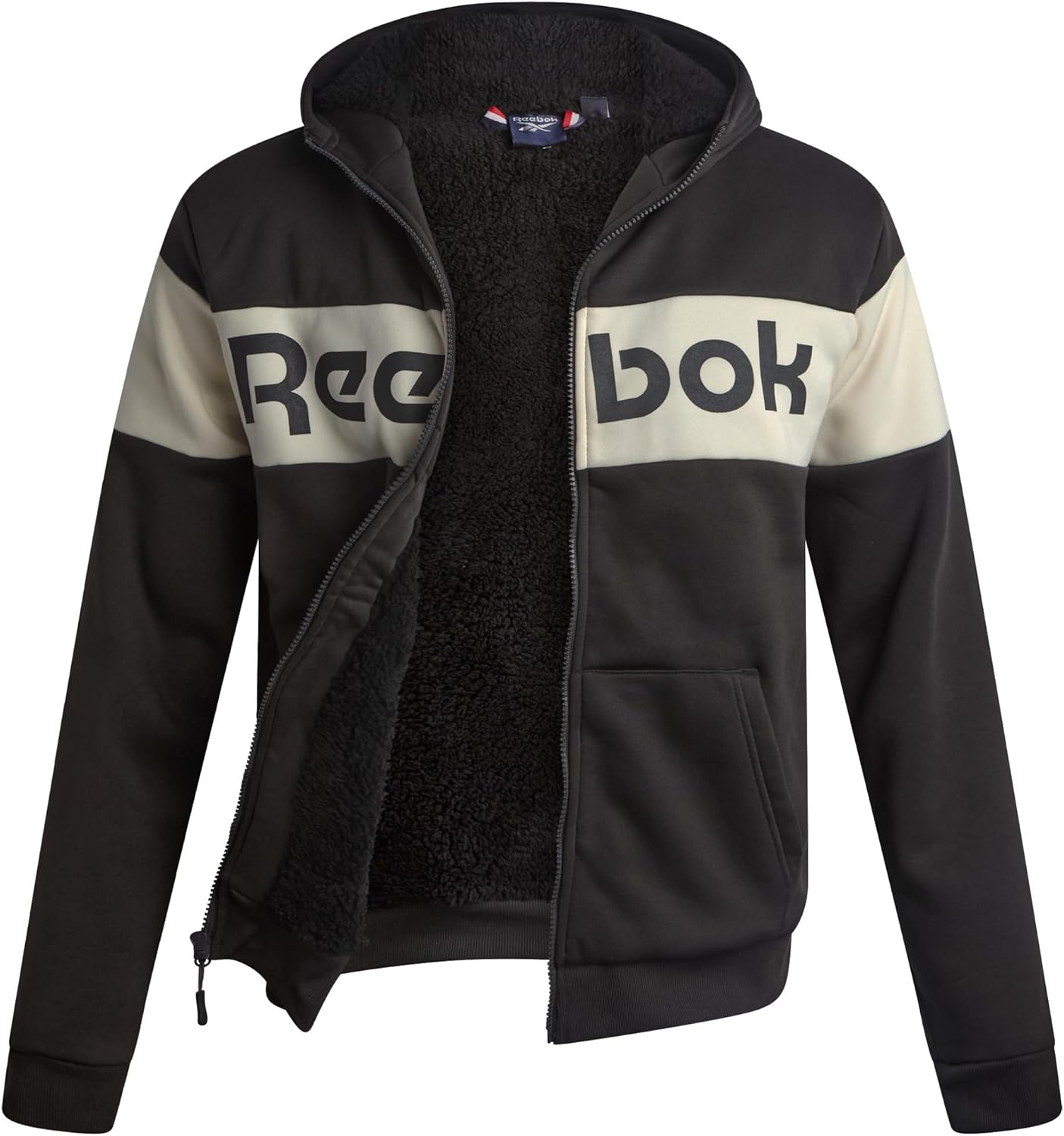 Reebok Mens Zip Up Hoodie - Midweight Softshell Fleece Cozy Sherpa Lined Outdoor Sweatshirt Extra Warm Hoodie for Men