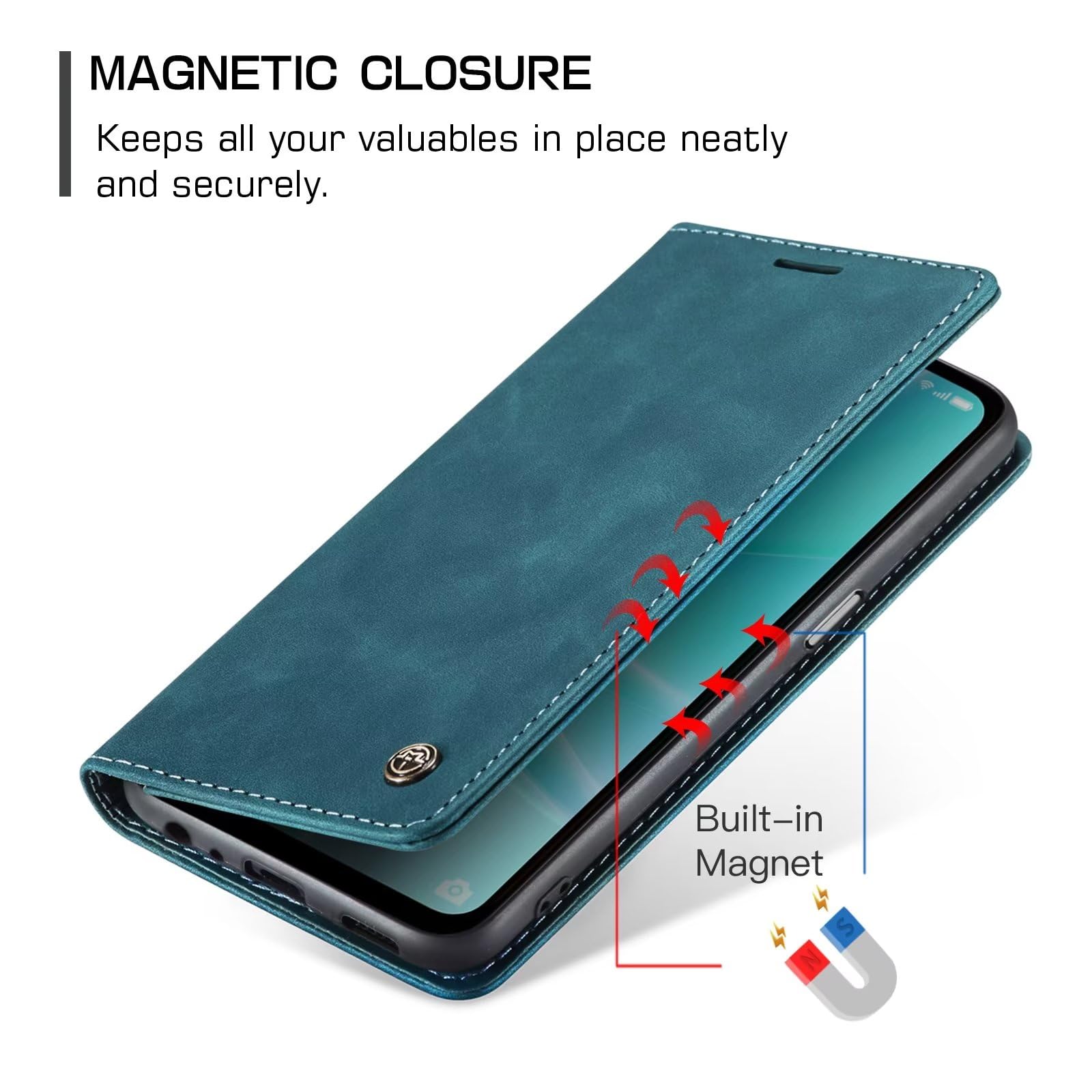 TUUNKMUY Custodia per Oneplus 8 Pro, in pelle PU goffrata con chiusura magnetica, antiurto, custodia a portafoglio con supporto, scomparti per carte di credito, cinturino da polso per Oneplus 8 Pro