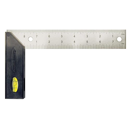 Swanson Tool TS151 Try and Miter Square 8-Inch (Plastic Handle, Stainless Steel Blade and Level)