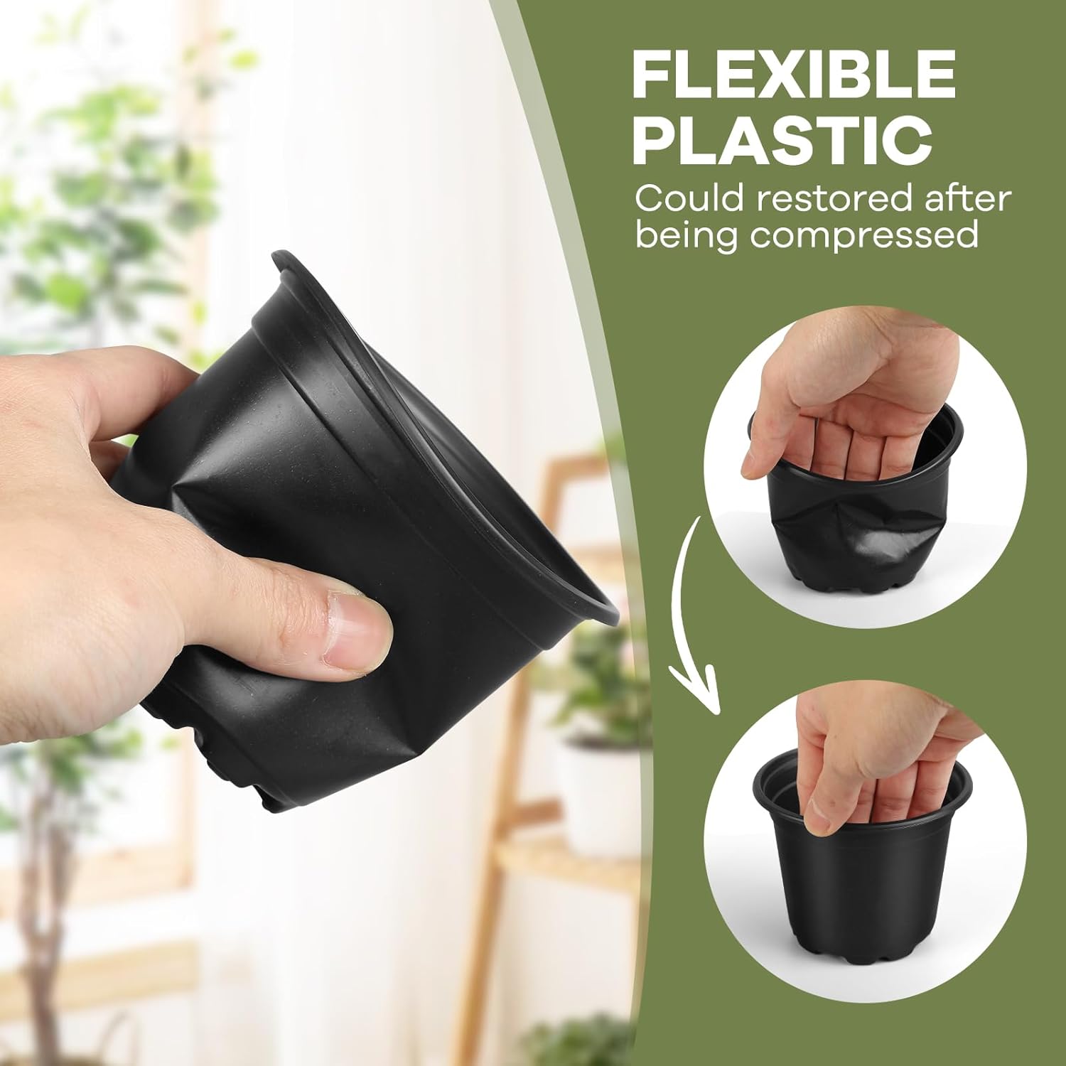 4 5 6 Inch Nursery Pots, 110 Packs Plastic Plant Pot with Drainage Hole, Seedling Starter Pots for Succulents (5 Inch)