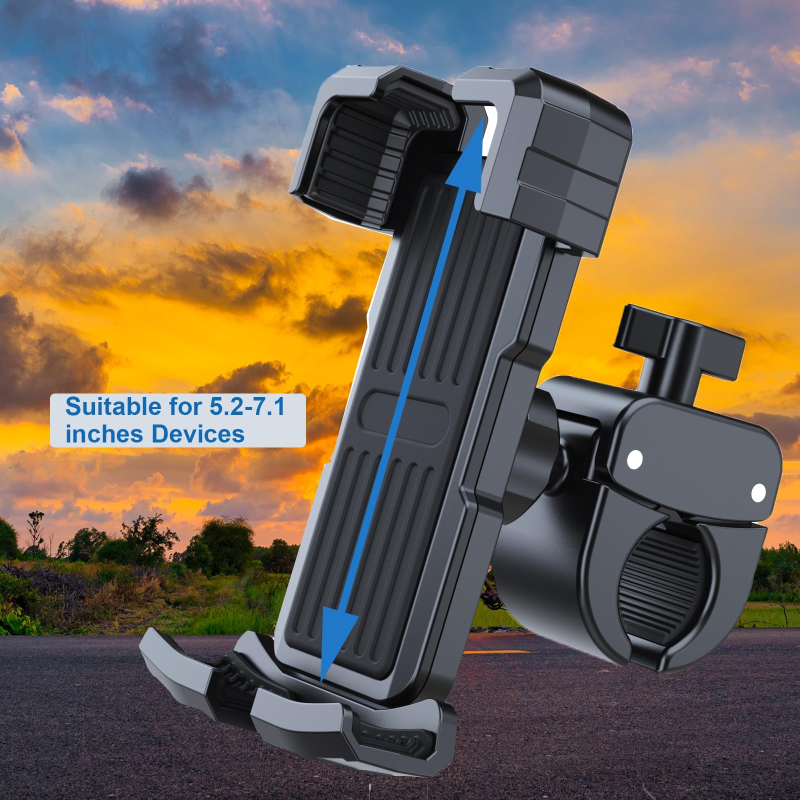 DGJOYZEE Motorcycle Phone Mount, Bike Phone Holder with Wind Anti-Shake Bicycle Scooter Phone Mount Fit for 5.2-7.2