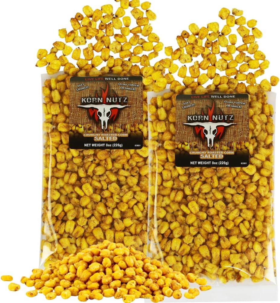 Irresistibly Crunchy Salted Corn Kernels – Deliciously Toasted & Salted Snack – Perfect for Game Day, Parties & Anytime Munching – Korn Nutz by Runnin’ Wild Foods – 1lb Total (2 x 8oz Bags)
