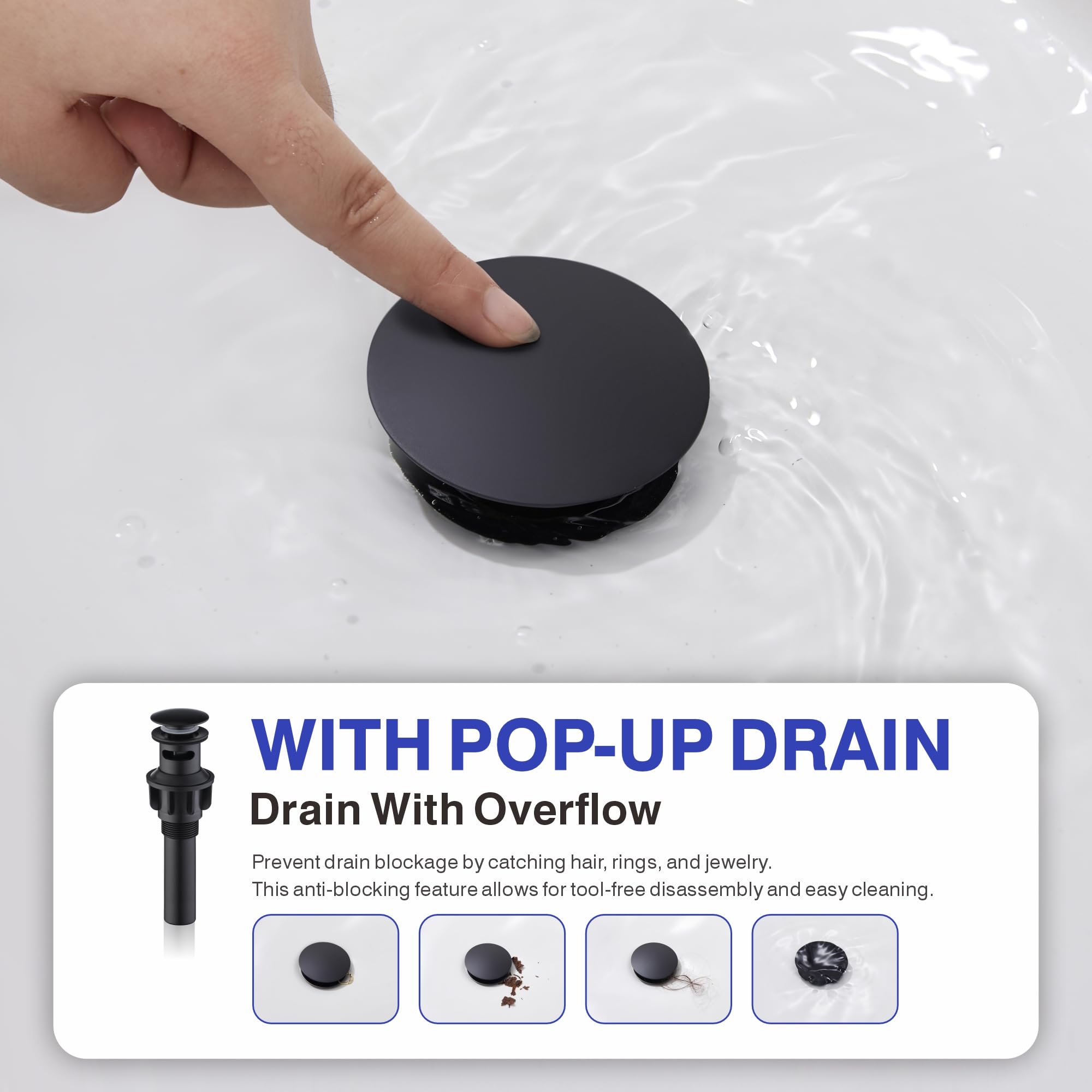 Matte Black Bathroom Faucet with Sprayer -7