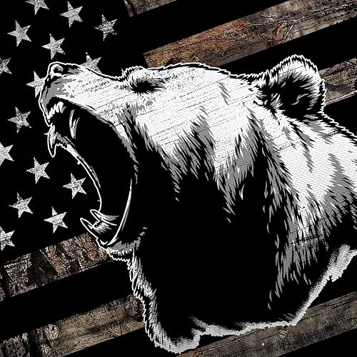 Miniatura 5 de VEIGIKE Tapiz de oso de bandera estadounidense de país, tapiz rústico de caza de oso de bajo camuflaje blanco y negro para colgar en la pared para