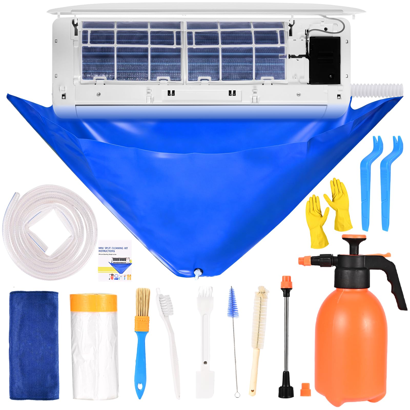 14Pcs Mini Split Cleaning Kit with 2L High-Pressure Sprayer & Gloves