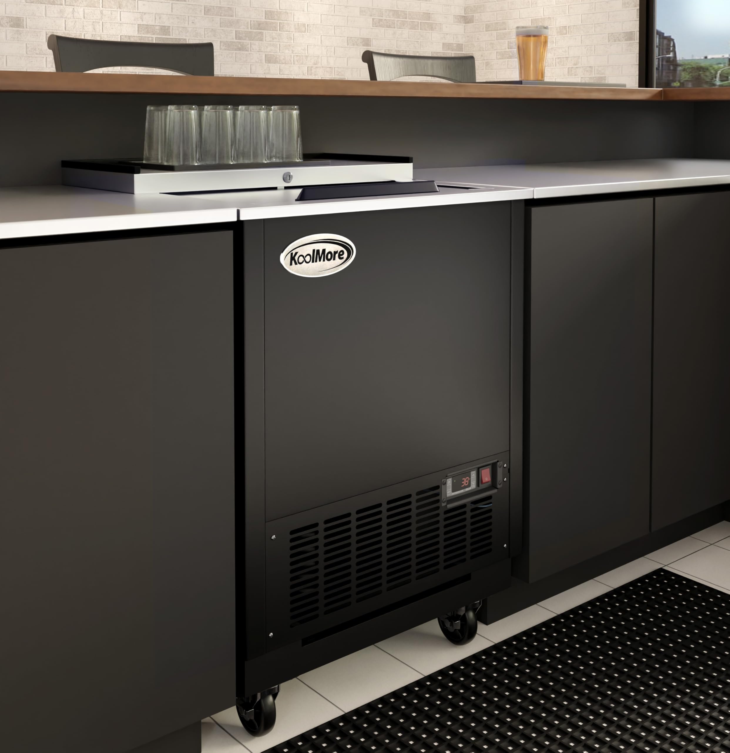 KoolMore KM-GF25-BK 25 in. Commercial Glass Froster in Black Steel, ETL Listed, 5 cu. ft