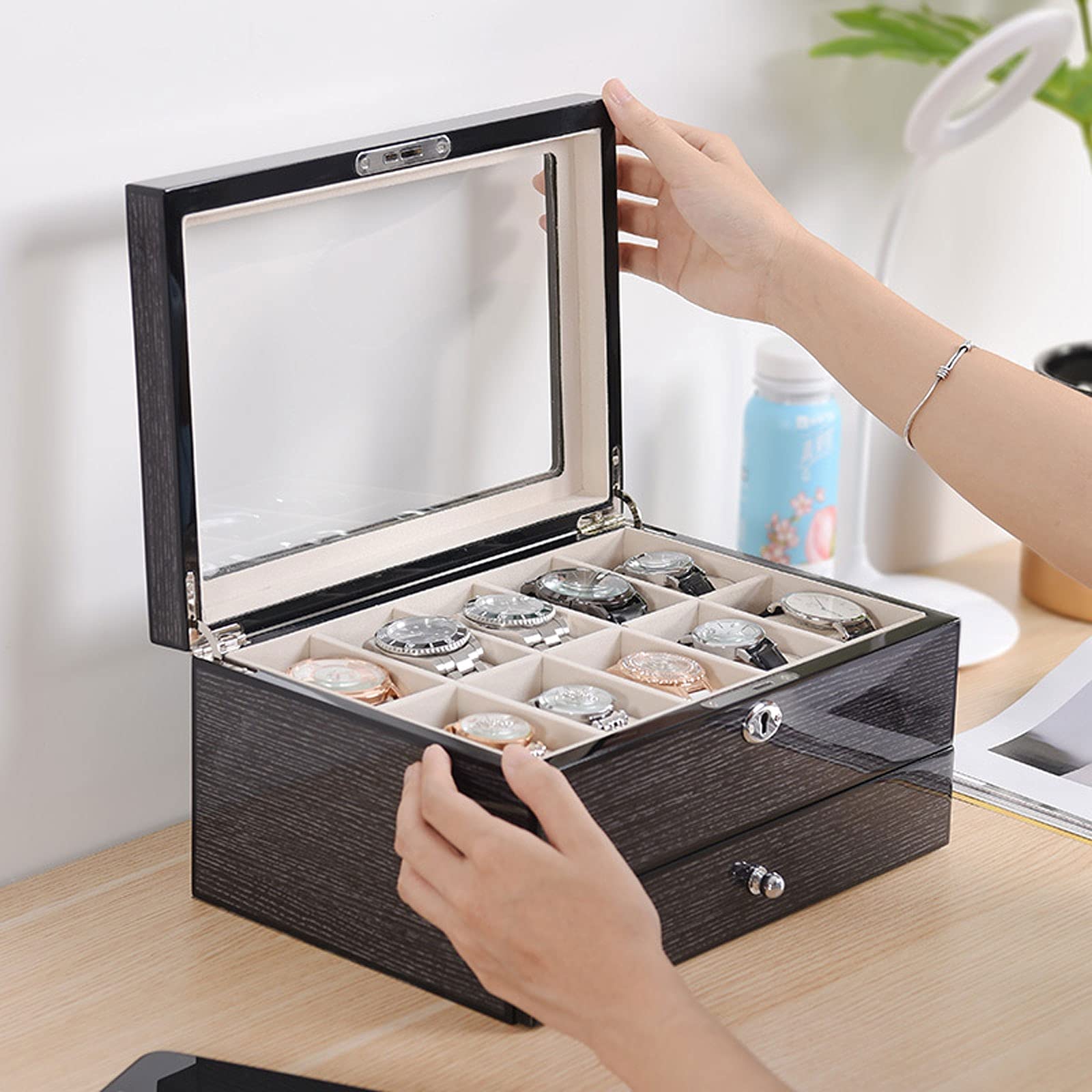 Boîte à Bijoux Boîtier De Montre Présentoir à Bijoux En Velours Coffret