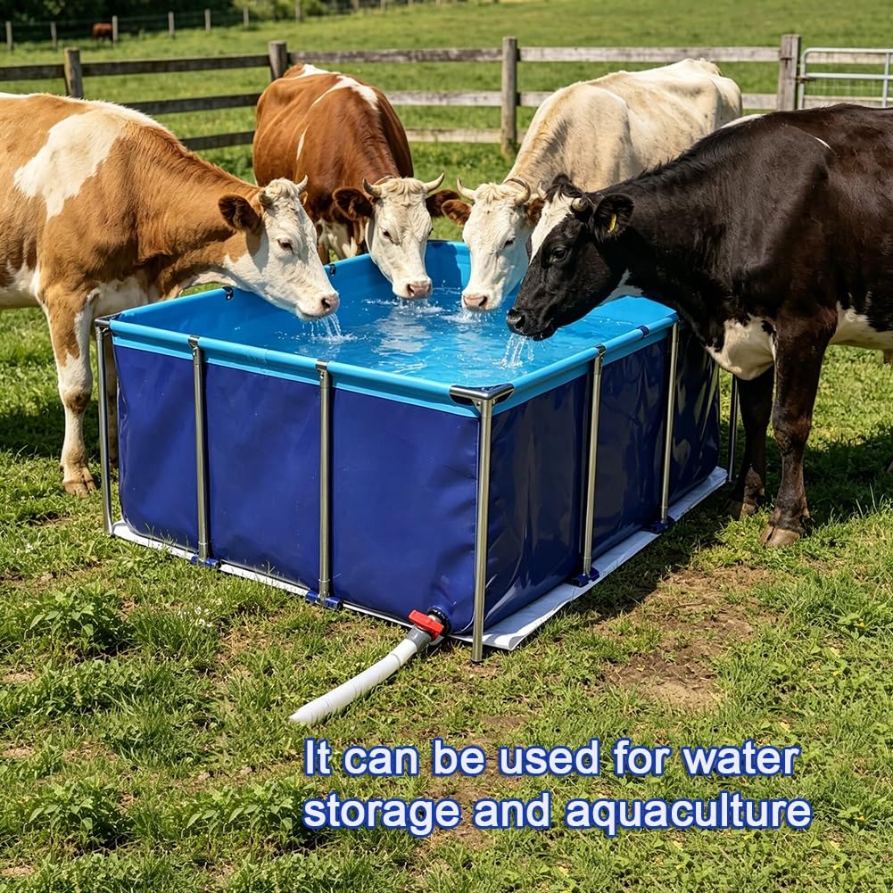 GZHERVICES Acquario Pieghevole, Laghetto per Carpe Koi in PVC (con Telaio in Acciaio Inossidabile 304 E Valvola di Scarico), Adatto all'Uso Sia in Interni Che All'aperto per L'allevamento(1x0.6x0.3m)