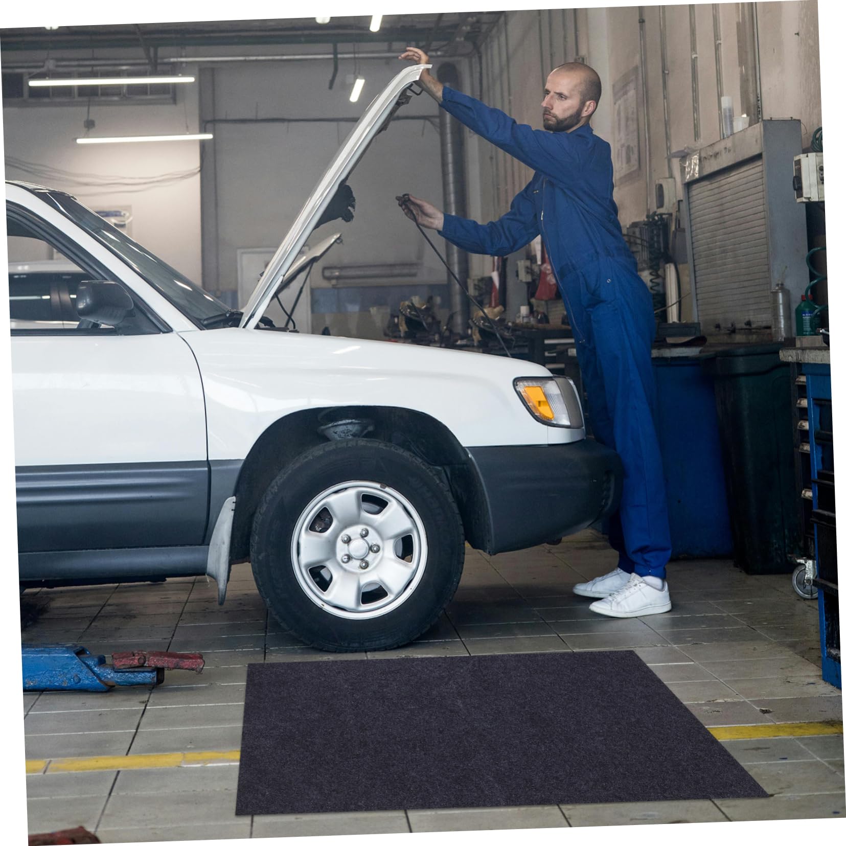 Vaguelly Ölauffangmatte für Garage Rückseite 91,5x122cm Filzbasierte Boden Schutzmatte für Werkstatt und Autopflege