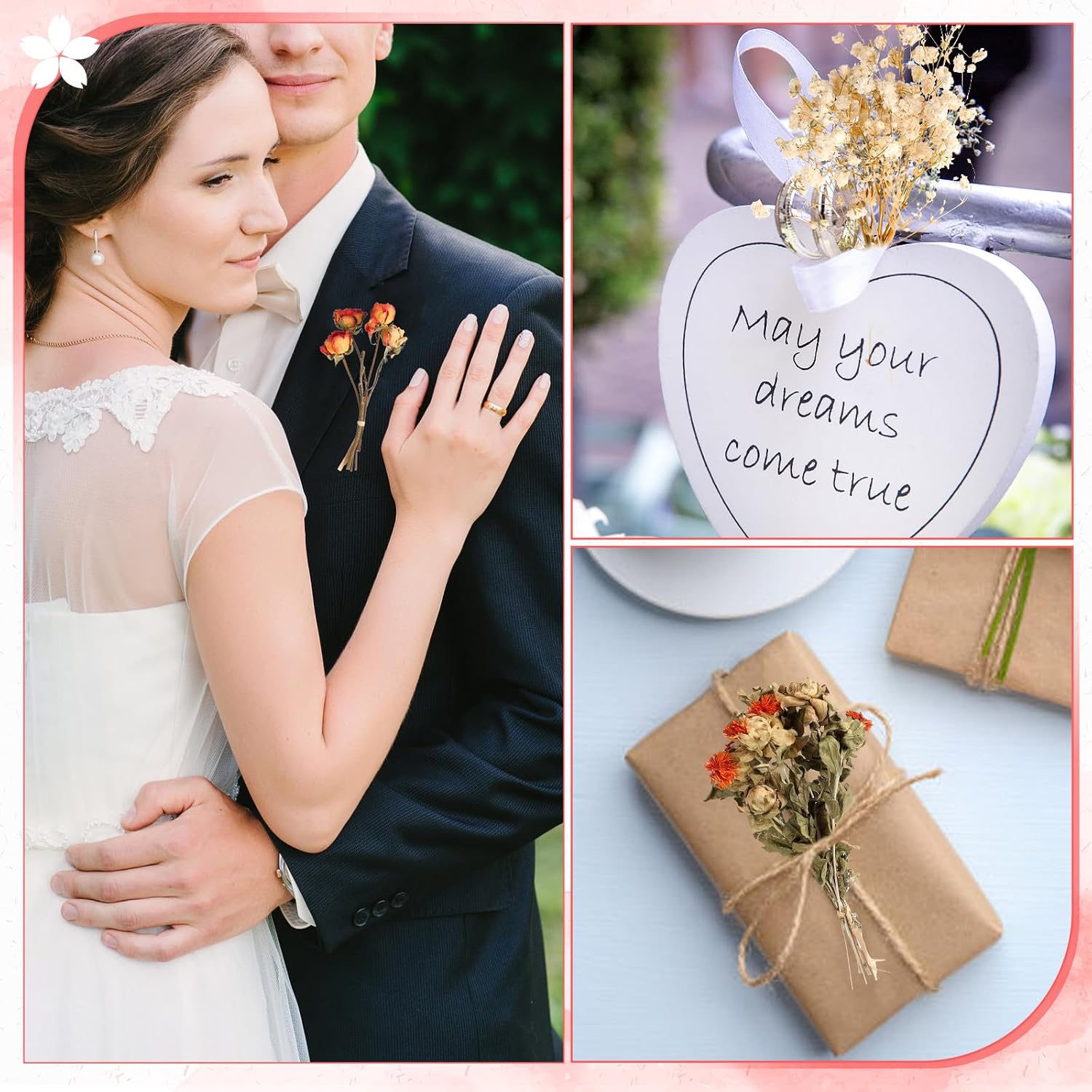 12 Kinds of Dried Flowers for Crafts Bulk DIY Natural Dried Pampas Grass Rose Lavender Babys Breath with Stems Dry Flower Bouquets with Hemp Rope Handmade DIY Ideas Home Decor Floral Arrangement