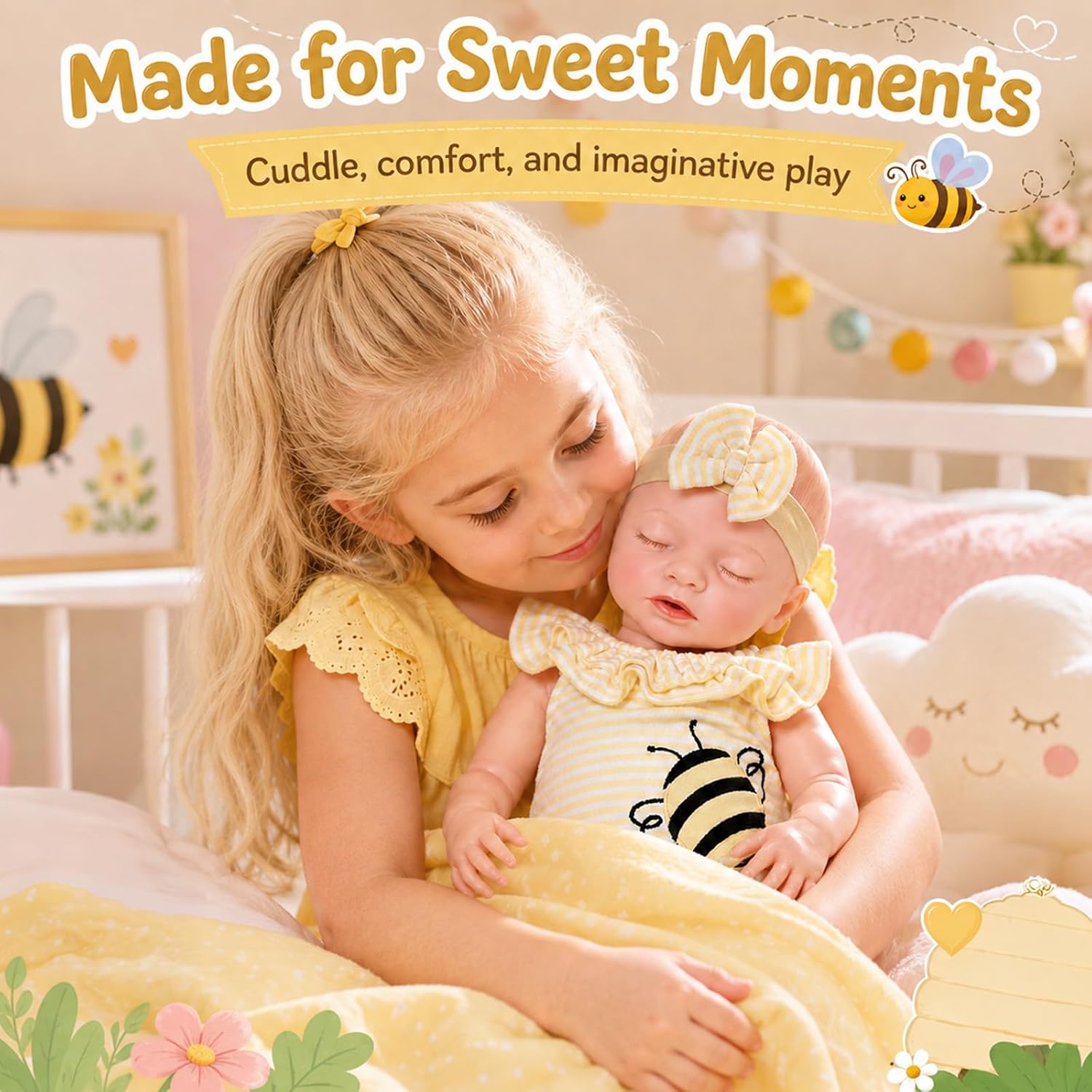 BABESIDE 16 Inch Silicone Baby Doll Weighted 4LB, Lifelike Newborn Dolls
