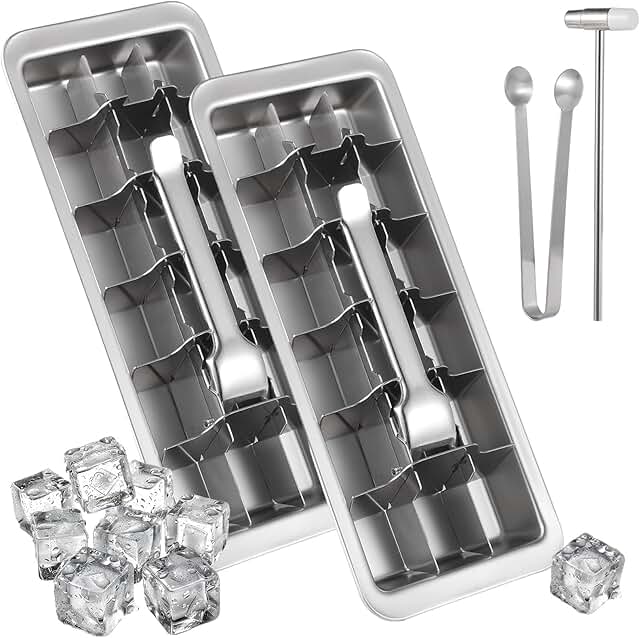 yeesport 2 PCS Ice Cube Trays Set with Ice Tongs and Hammers, Quick Rele...