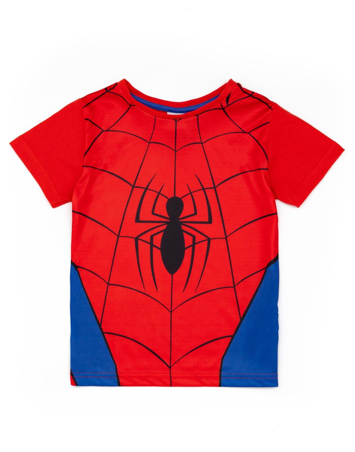 Marvel Spiderman Conjunto de Pijama para Niño Azul y Rojo | Kids Spiderman Spider Suit Camiseta y Shorts Cortos PJs | Diseño de Aventuras de Lanzamiento de telarañas | Mercancía Oficial