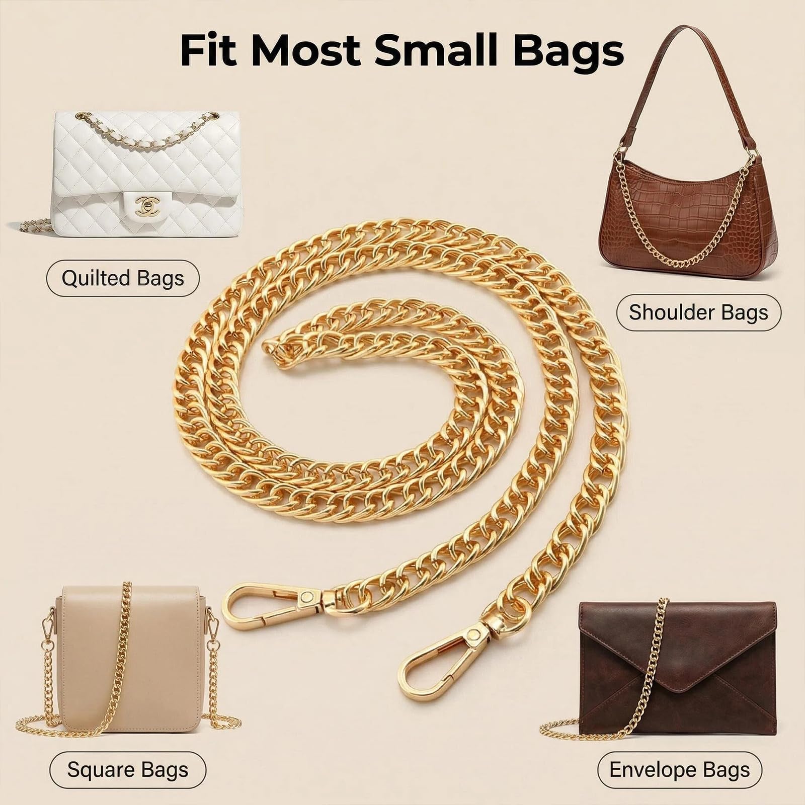 Cadena Para Bolso 120cm Cadena Dorada Cadenas Para Bolsos Cadena De Repuesto Para Bolsos, Carteras Y Fundas De Teléfono Para Elevar El Estilo Y Funcionalidad