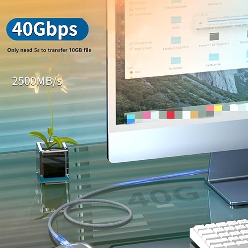 Miniatura 2 de Cable Thunderbolt USB 4 de 40 Gbps, cable USB C a C de 4 pies con pantalla HD de video 8K y carga de 240 W, cable Thunderbolt 3 para iPhone
