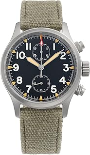 Militado Military Chronograph Watches 39mm Sapphire Crystal Pilot Watch VK61 Quartz Luminous Wristwatches for Men 100M Waterproof Sport Watch with Nylon Strap
