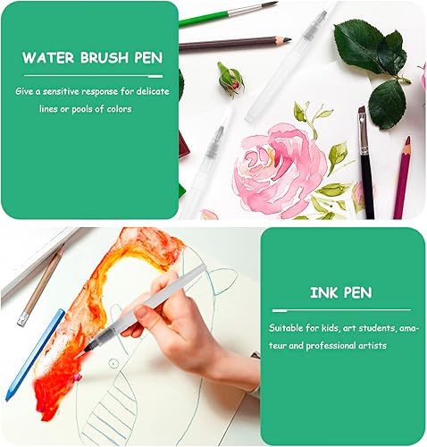 Miniatura 7 de TEHAUX 10 Uds. Bolígrafos de pincel de acuarela, pincel de pintura, pluma de tinta, juegos de pinceles de pintura a granel, juego de viaje, pluma