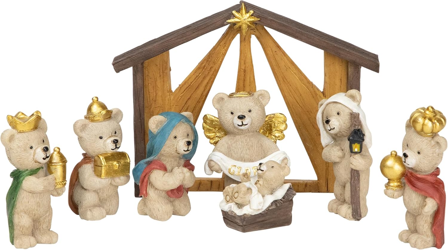 Northlight Bears Christmas Nativity Set - 4.5" - 8-Piece