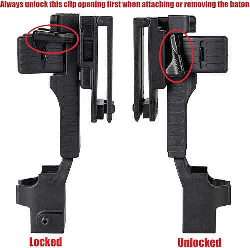 Miniatura 5 de Soporte de bastón de liberación rápida con cinturón de servicioMOLLE Clip de chaleco giratorio de policía funda de bastón de 16"-21"-26" Portador
