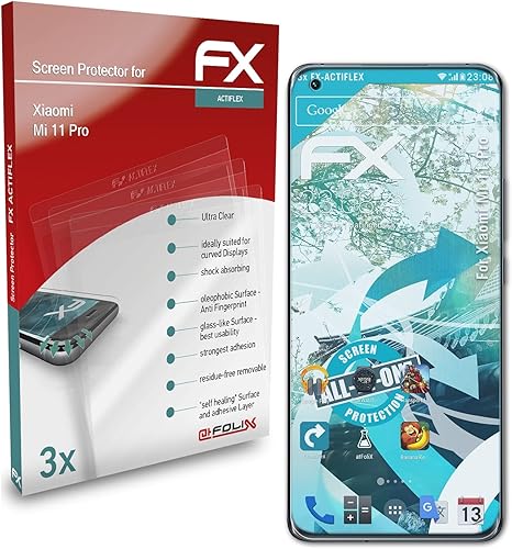 Protector de pantalla compatible con Xiaomi Mi 11 Pro Protector Film, Ultra Clear y Flexible FX Protector de pantalla Película (3X)