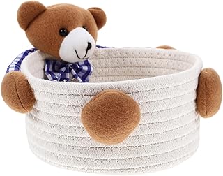 ibasenice Shelf Baskets Weaving Baskets Storage Organizer Baskets for Shelves Woven Baskets for Storage Gardening Basket Storage Baskets Woven Office Finishing Basket Cartoon Cotton Rope