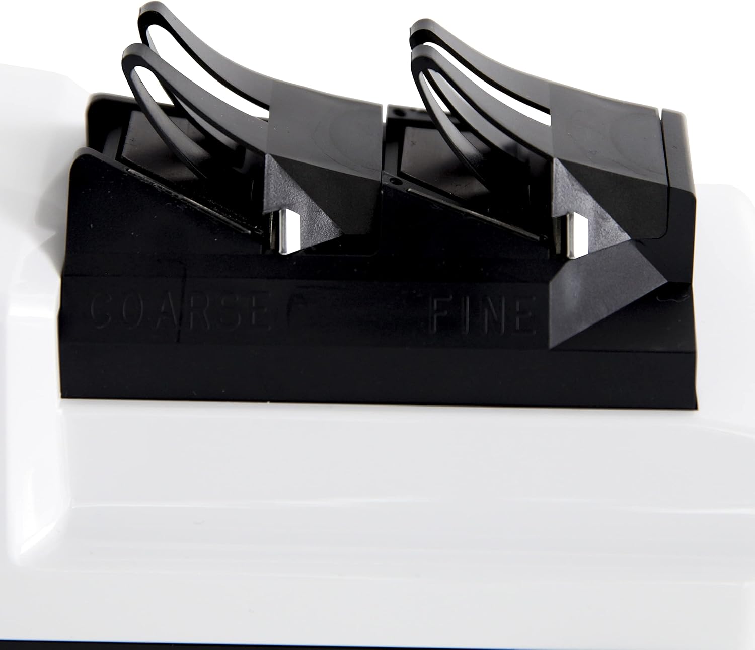 Close-up view of the coarse and fine sharpening slots