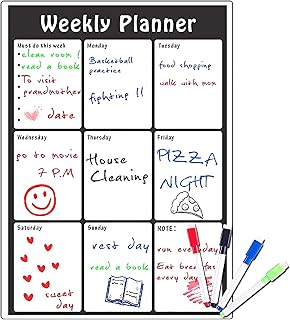 QC Life Magnetic Whiteboard Calendar for Fridge,Ideal for Menu Planner, Memo,Event Reminder,Monthly or Weekly Shopping List,Includes 4 Free Dry Erase Colour Markers,42cm x 30cm