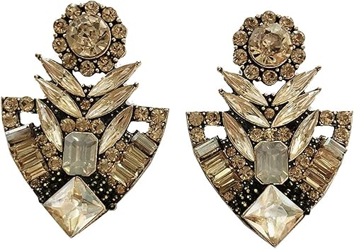 Pendientes de racimo muy grandes estilo vintage vintage amarillo ámbar dorado citrino novia dama de honor boda baile de graduación concurso