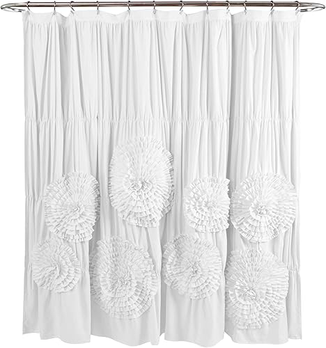 Miniatura 7 de Lush Decor cortina de regadera Serena, 100% poliéster, Blanco, Estándar
