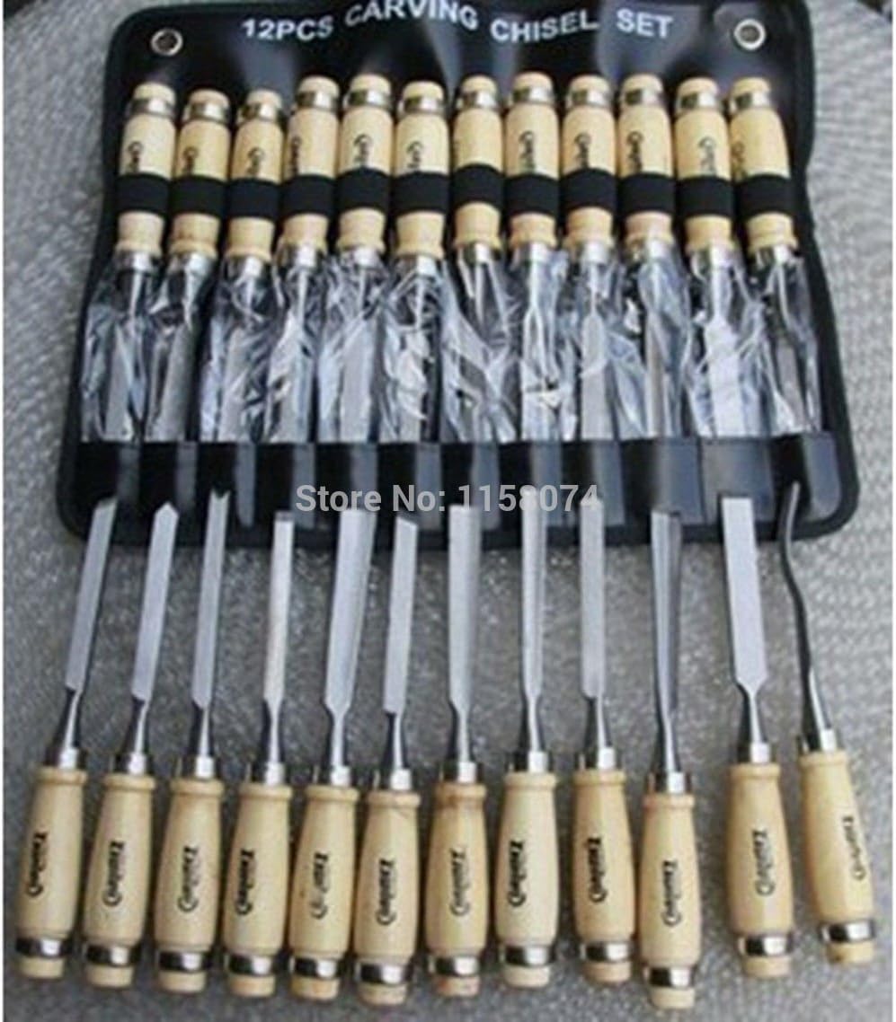 12 Piece Wood Carving Hand Chisel Hand Tool Set Woodworking Professional