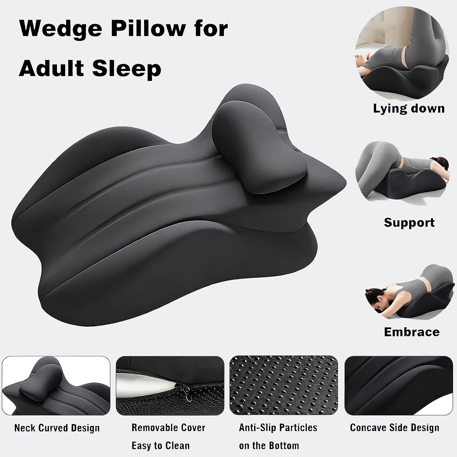 Multi-Functional Ergonomic Memory Foam Wedge Pillow