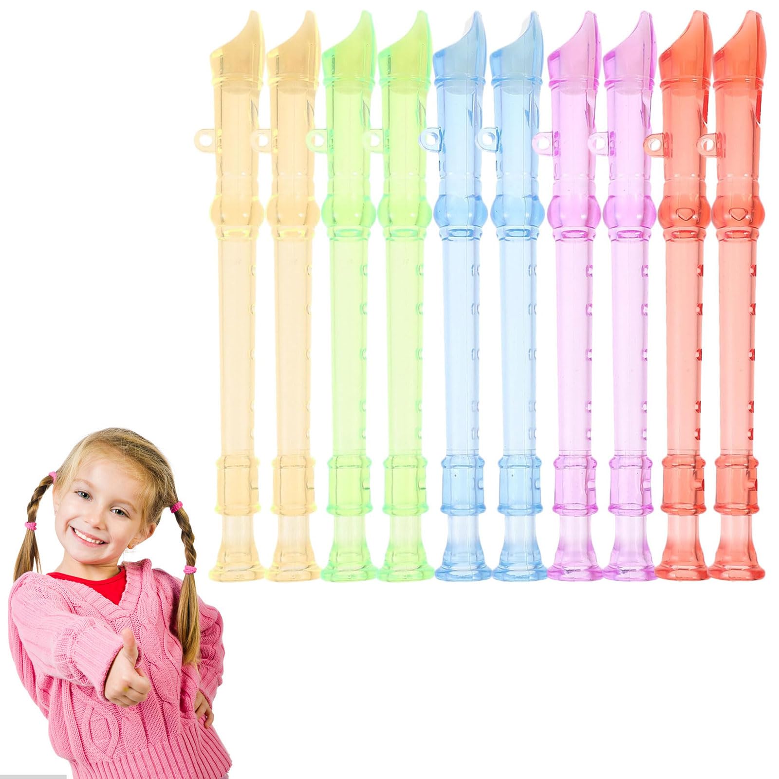 Mini Flûte En Plastique Transparent 6 Trous, Flûte à Bec Pour Enfants, Instruments de Musique Éducatifs, Cadeaux, 10PC