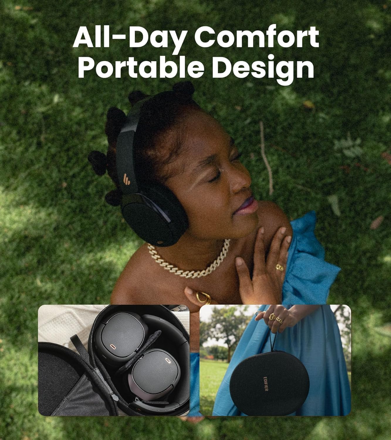 Edifier WH950NB Gen 2 Wireless Hybrid Active Noise Cancelling Headphones, Hi-Res Audio with LDAC 8-Level ANC, Spatial Sound 80H Playtime Bluetooth 5.4 Foldable 3.5mm AUX, Travel Case - Black - Image 6