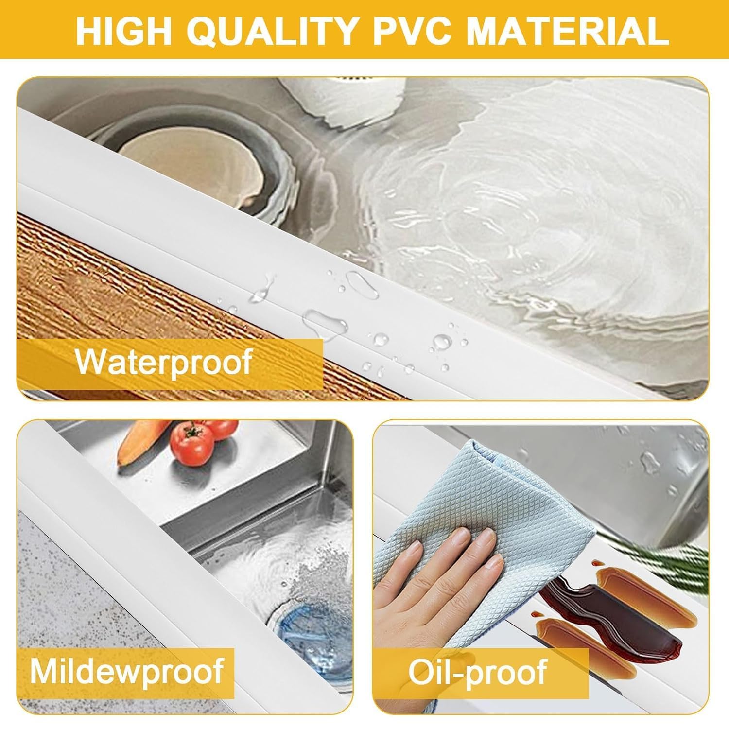 Rodapies Autoadhesivo, 80 mm x 20 mm x 24m PVC Zocalo Cocina, Flexible Autoadhesivo Rodapie PVC Copete Encimera Cocina Ideal para Cocinas y Baños (Blanco)