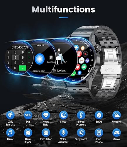 Miniatura 7 de LIGE Reloj inteligente para hombre, reloj inteligente HD de 1.39 pulgadas con llamada Bluetooth, rastreador de actividad física con 111 modos