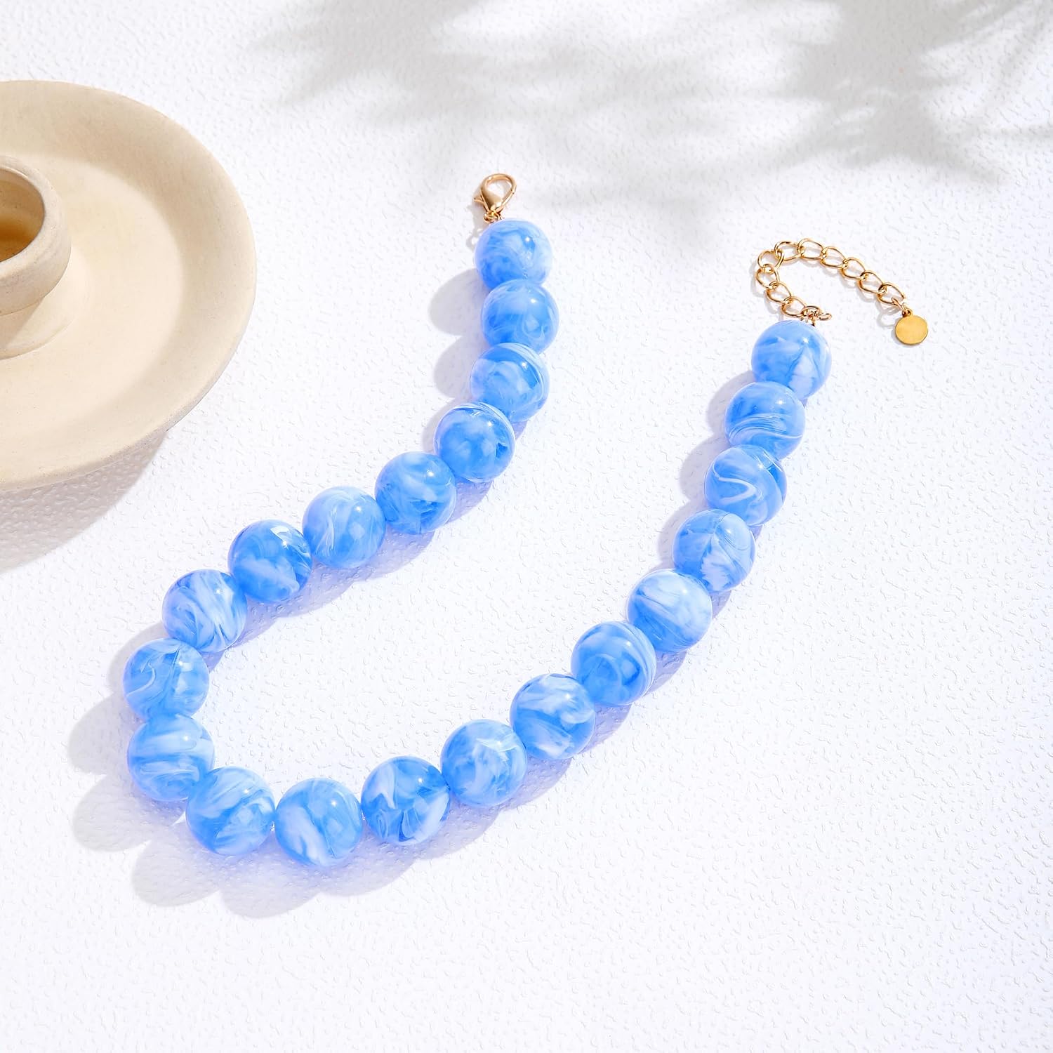 Chunky Beaded Necklace for Women 20MM Oversized Resin Bead Statement Necklaces Trendy Boho Summer Beach Necklace Bold Vacation Jewelry