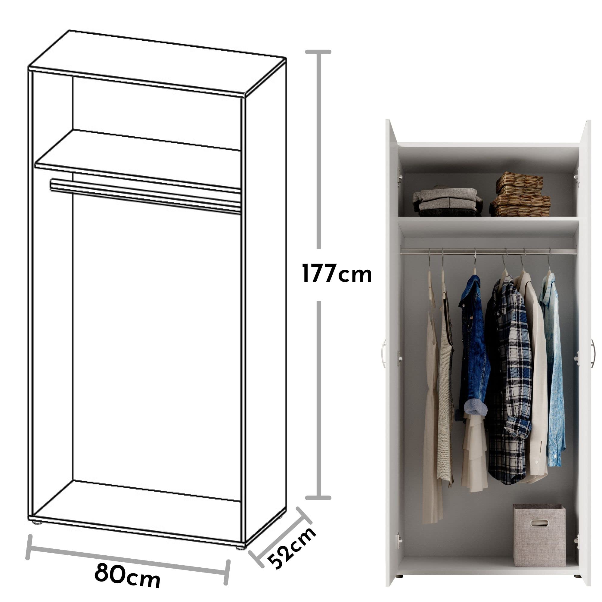 Kledingkast Space - 4-deurs - hoogglans wit - 200,4x154x49,5 cm | Leen
