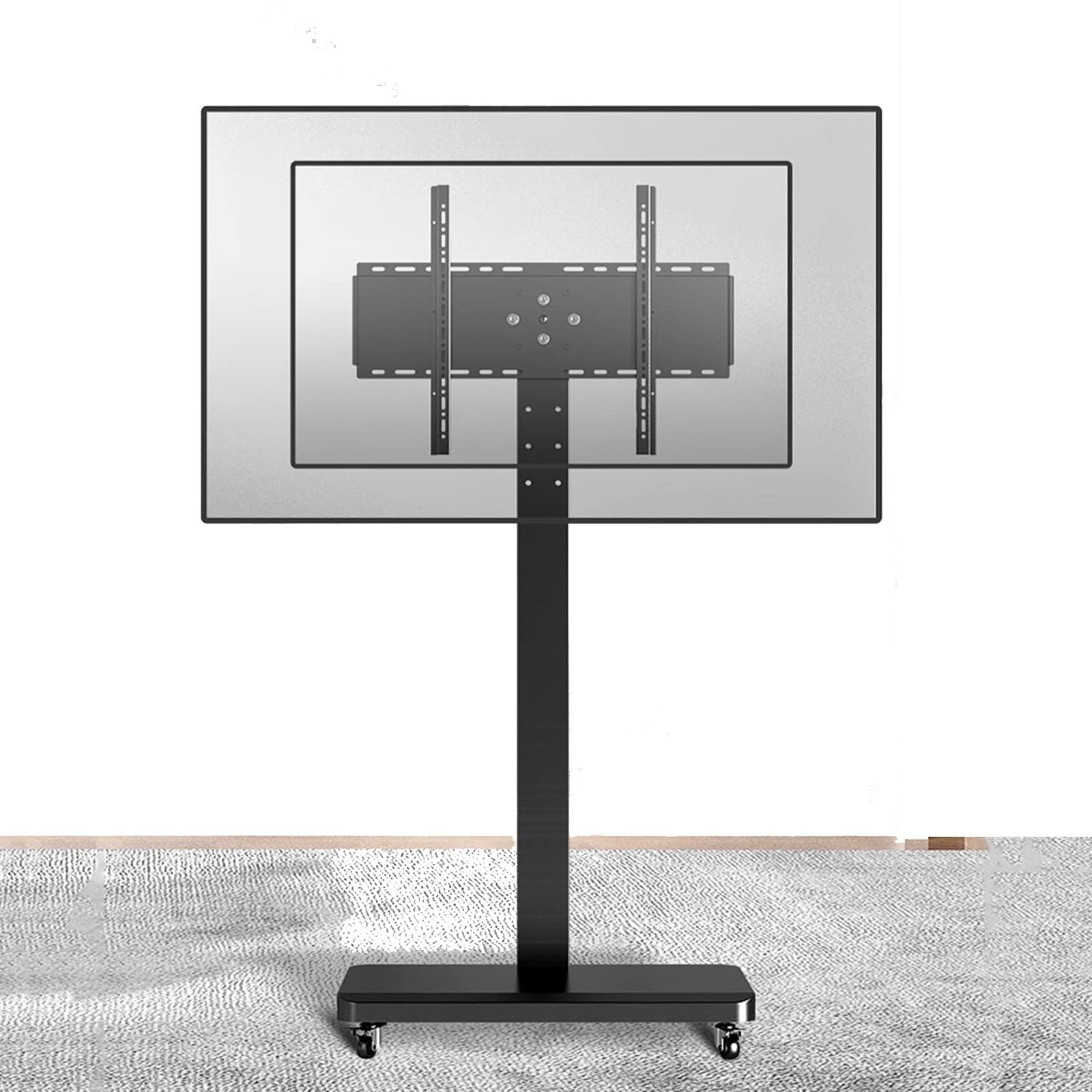 HPTHLY Mobile Tv Cart With Wheels - Height Adjustable Rolling Tv Stand Hold, For 32-65 Inch Screen, 0-90° Horizontal And Vertical Screen Switching