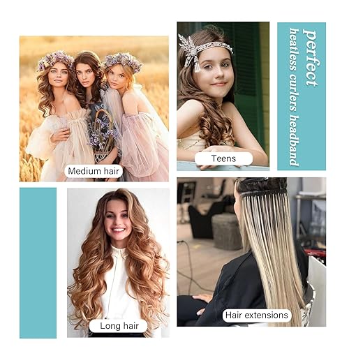 Miniatura 8 de Rizadores de pelo sin calor para dormir con diadema de barra rizadora sin calor para cabello largo durante la noche, rizos sin calor para mujeres,