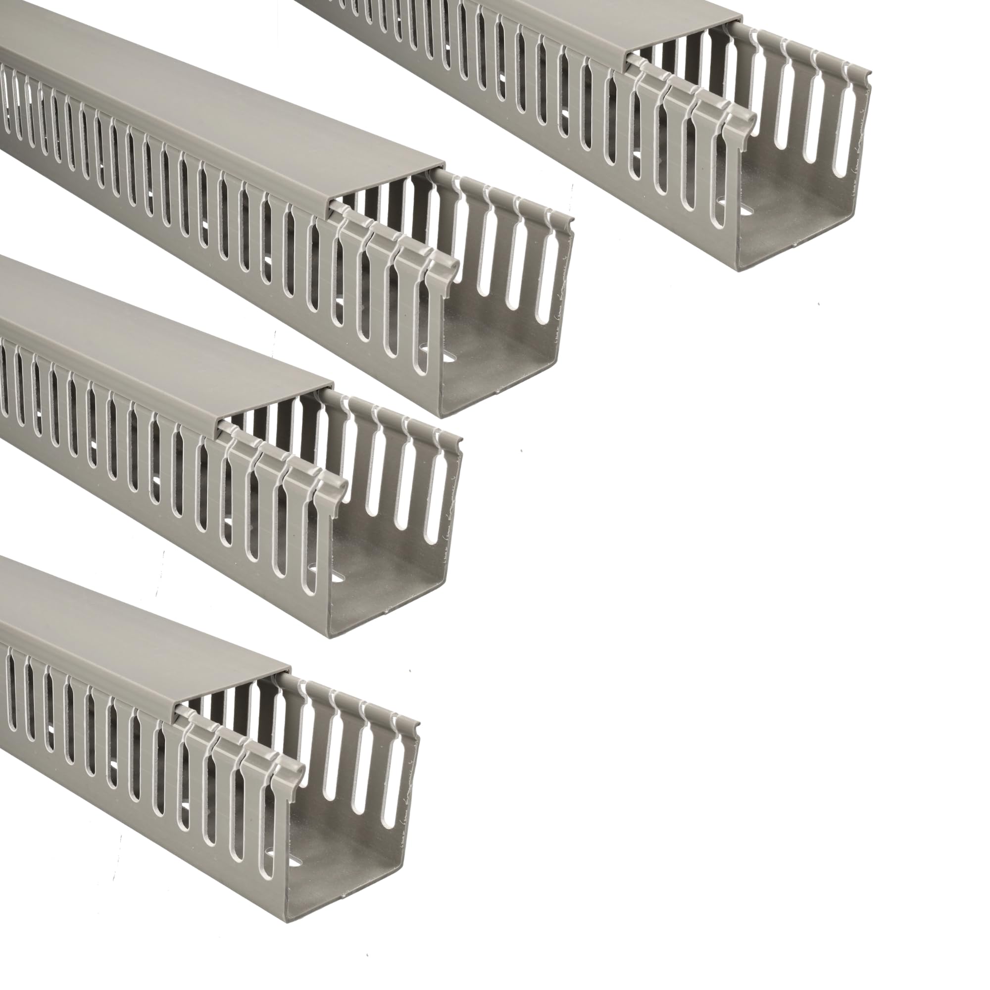 Jandei - Pack x4 Canaleta Ranurada para Cables, Organizador de Escritorio Cubierta de PVC. Color Gris. Longitud 1 Metro (60x60mm)