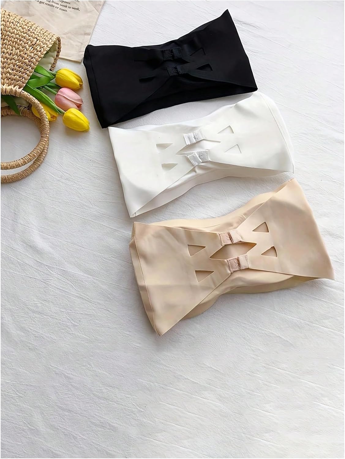 OYOANGLE Girl's 3 Pack Bandeau Strapless Bralette Comfortable Bras Seamless Tube Top Bra - Image 2